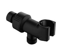 Universal Black Shower Head Holder, Adjustable Arm Mount Bracket with Brass Swivel Ball - Matte Black