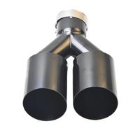 Universal Black Stainless Steel Dual Exhaust Pipe Muffler Tail Throat YTdhfDGJ(IN51-OUT89mm)