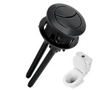 Universal Black Toilet Flush Button, Round Plastic Dual Flush Toilet Push Button Fits 38 mm - 45 mm Hole, Cistern Flush Replacement for Bathroom Toilet Tank Repair Accessorie