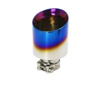 Universal Blue Chrome Car Exhaust Muffler Nozzles Stainless Steel 304 End Tip Exhaust Sports Racing Tail Pipe Car Exhaust Muffler Pipe(63-89mm Blue)
