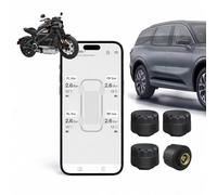 Universal Bluetooth 5.0 TPMS for Motorcycle & Car - Wireless Tyre Pressure Monitoring System with 2 External Sensors | Real-Time App Alerts for iOS & Android | IP67 Waterproof, Anti-Theft, DIY Install