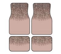 Universal Blush Pink Rose Gold Print Car Foot Mat 4-Piece Set - Stylish Rubber Automotive Floor Mats for SUV Sedan Van Truck