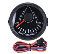 Universal Boat Rudder Angle Indicator Gauge Meter 0 190ohm Signal with Rudder Sensor 9 32V Backlight for Boat Yacht Marine Stainless Steel Plated Plastic 52mm (Black Dial Black Cover)