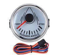 Universal Boat Rudder Angle Indicator Gauge Meter 0 190ohm Signal with Rudder Sensor 9 32V Backlight for Boat Yacht Marine Stainless Steel Plated Plastic 52mm (White Dial Silver Cover)