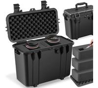 tectake® Camera Case, Shock-Resistant, Dust- & Waterproof Box with Foam Inlays, Carry Handle, Snap Closures & Seal Ring, Padlock-Compatible - 41 x 22 x 34 cm Hard Case for Equipment