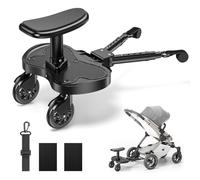 Universal Buggy Board with Seat, Larger Standing & Seating Platform for Toddlers 2-6 Years (25kg), Fits 99% Prams, Easy to Install, Ideal for Families with Two Kids