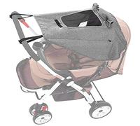 Universal Buggy Pram Sunshade, Hantoc Pram Baby Sun Shade Sun Cover with Viewing Window for Strollers Pushchairs UV Protection Water Resistant Grey