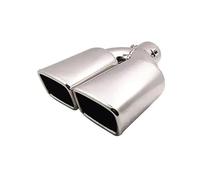 Universal Caliber Double Exit Exhaust Pipe 63MM Rear Muffler Stainless Steel Straight Square Mouth Exhaust Pipe Muffler 1Pc(Silver)
