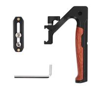 Universal Camera Cage Top Handle Grip, Aluminum Alloy with Wooden Handle, 1/4 and 3/8 Inch Threads, Cold Shoe Mount for DSLR Rig Stabilizer