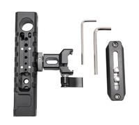 Universal Camera Cage Top Handle Grip with Adjustable Slider, Cold Shoe Mount and 1/4 3/8 Inch Screw Holes Including Positioning Hole for Microphones and Accessories