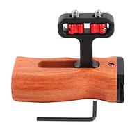 Universal Camera Video Cage Side Wooden Handle Grip, Aluminum Alloy and Wood Camera Cage Handle, Ergonomic Design with Cold Shoe Mount and 3pcs 1/4in Screw Holes, Compatible with M
