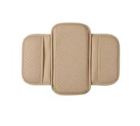 Universal Car Arm Rest Cushion PU Leather Breathable Center Console Box Cover Anti Scratch Armrest Protector Car Centre Console Armrest Box(BEIGE 1PC)