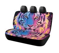 Universal Car Back Seat Cover with Elastic Design, Fire Tiger Car Seat Cover Non-Slip Vehicles Backseat Protector Washable Rear Bench Cover for Pets, Easy to Install