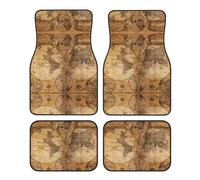 Universal Car Foot Mat Four-Piece Set â€“ Stylish Vintage Old World Map Full Print Design Floor Mats for SUV, Sedan, Van, Truck