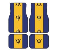 Universal Car Foot Mat Four-Piece Set - Stylish Flag of Barbados Full Print Design Floor Mats for SUV, Sedan, Van, Truck