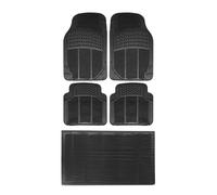 Universal Car Mats Pack of 5 Interior Mats (2 Front + 2 Rear + Trunk Mat), Flexible PVC Rubber Car Mats, Waterproof, Non-Slip, Can Be Cut to Size for a Better Fit
