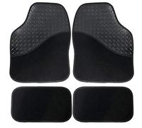 Universal Car Mats Set of 4 - Carpet & Rubber Heel Pad Floor Mats, Anti-Slip Backing, Heavy Duty All-Weather Protection for Cars, Vans & SUVs, Front 66x43cm Rear 30x41cm | UKB4C