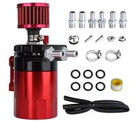Universal Car Oil Catch Can Kit Polish Baffled Automotive Reservoir Tank 300ml with Breather Aluminum Compact Dual Cylinder