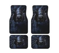 Universal Car Or Van Floor Mats 4pc Set, Black Spider Print Vehicle Front Rear Carpets Mats, Anti-Skid Car Foot Rugs Auto Accessories For Suv, Sedans, Truck, Van
