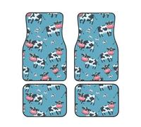 Universal Car Or Van Floor Mats 4pc Set, Cow Print Vehicle Front Rear Carpets Mats, Anti-Skid Car Foot Rugs Auto Accessories For Suv, Sedans, Truck, Van