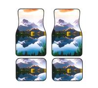 Universal Car Or Van Floor Mats 4pc Set, Mountain View Sunny Day Nature Print Vehicle Front Rear Carpets Mats, Anti-Skid Car Foot Rugs Auto Accessories For Suv, Sedans, Truck, Van