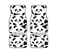 Universal Car Or Van Floor Mats 4pc Set, Panda Print Vehicle Front Rear Carpets Mats, Anti-Skid Car Foot Rugs Auto Accessories For Suv, Sedans, Truck, Van