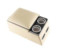 Universal Car Rear Bench Seat Consoles Center Console Organizer with Cup Holders, Armrest Box Truck Seat Organizer and Storage Box for Most Vans/Trucks/SUVs/Sedans Beige