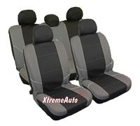 UNIVERSAL CAR SEAT COVER SET (8 Pieces) Black/Grey Washable & Compatible