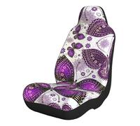 Universal Car Seat Covers For Cars, Suvs, Trucks, Violet-Gold Butterflies, Elastic Seat Protectors, Easy Install Comfortable Car Seat Covers For Vehicle Interior Protection, With Pocket, 1 PCS
