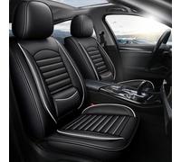 Universal Car Seat Covers for Ford Kuga 2019-2025 | Waterproof PU Leather 5-Seater Front Rear Seats Vehicle Cushion Covers with Fixed Lumbar Support Black-White
