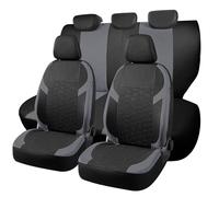 Universal Car Seat Covers Full Set For Mitsubishi ASX Eclipse Cross L200 Lancer Mirage Outlander Shogun，Durable Cloth Seat Protectors with Split Bench Back Seat Covers (Gray)