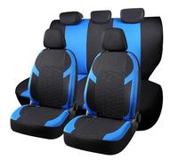 Universal Car Seat Covers Full Set For Mitsubishi ASX Eclipse Cross L200 Lancer Mirage Outlander Shogun，Durable Cloth Seat Protectors with Split Bench Back Seat Covers (Blue)