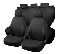 Universal Car Seat Covers Full Set For Vauxhall Agila Antara Astra Corsa-e Grandland X Insignia Meriva Vectra Viva Zafira Tourer，Durable Cloth Seat Protectors with Split Bench Back Seat Covers (Black)