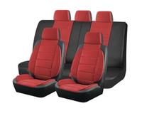 Universal Car Seat Covers Side Stereo Modeling Leather Fluff Car Seat Covers Fit For Most Car Accessories Interior(Red 5 Seat)