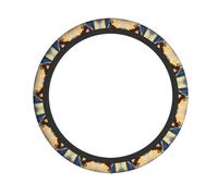 Universal Car Steering Wheel Cover â€“ American USA Flag Eagle Art Full Print Elastic Fabric Sleeve for Auto, Trucks, SUV, ATV, and More