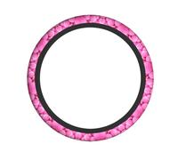 Universal Car Steering Wheel Cover â€“ Bright Pink Tennis Balls Print Elastic Fabric Sleeve, Breathable for Auto, Trucks, SUVs