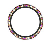Universal Car Steering Wheel Cover – Colorful Pop Art Full Print Elastic Fabric Sleeve, Breathable for Auto, Trucks, SUV