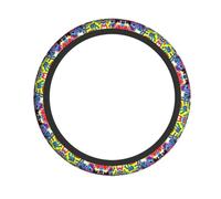 Universal Car Steering Wheel Cover â€“ Colorful Spray Pattern Full Print Elastic Fabric Sleeve for Auto, Trucks, SUV, ATV, and More