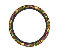 Universal Car Steering Wheel Cover – Fabric Sleeve for Trucks, SUVs, and Cars – Fresh Fruits and Vegetables Full Print Design