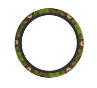 Universal Car Steering Wheel Cover â€“ Happy german shepherd Print Elastic Fabric Sleeve, Breathable for Auto, Trucks, SUVs
