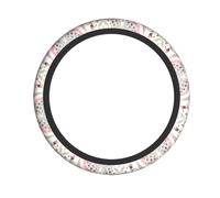 Universal Car Steering Wheel Cover – Paris Eiffel Tower Flower Full Print Elastic Fabric Sleeve for Auto, Trucks, SUV, ATV, and More