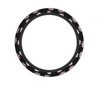 Universal Car Steering Wheel Cover â€“ Vintage Pink Lotus Flower Print Elastic Fabric Sleeve, Breathable for Auto, Trucks, SUVs