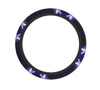 Universal Car Steering Wheel Cover â€“ White Purple Butterflies Full Print Elastic Fabric Sleeve for Auto, Trucks, SUV, ATV, and More