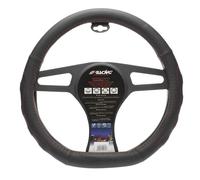 Universal Car Steering Wheel Cover Compe Diameter 37-39cm in Black Eco-leather
