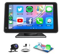 Universal Car Stereo 7" HD Touchscreen with Wireless Carplay & Android Auto + 720P AHD Backup Camera/Mirror Link/Voice Control/Bluetooth/AUX/FM Radio for All Vehicles