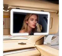 Universal Car Sun Visor Vanity Mirror with LED Lights & Touch Dimming - Vamotto LED Rechargeable Makeup Mirror Vanity Mirror for Women, 3 Color Modes,Car Mirror Accessories (Black)