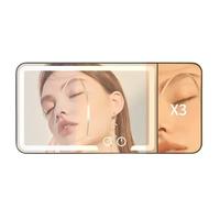 Universal Car Sun Visor Vanity Mirror with LED Lights & Touch Dimming - Vamotto Rechargeable Led Makeup Mirror,3 Light Modes,Dimmable Touch Screen,Side with Triple Magnification Mirror Image (White)