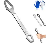 Universal Car Torx Wrench, Double-Head Torx Spanner, 8-22mm Self-Tightening Wrench, Non-Slip Multi-Function for Most Nuts & Bolts Repair, Professional Car Assembly & Disassembly Tool (A)