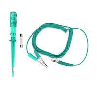 Universal Car Voltage Circuit Tester, Auto Test Pen with Light Bulb, 6V - 24V Range, Green - Durable ABS Handle, Flexible Spiral Wire, Easy Circuit Testing
