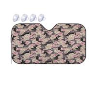 Universal Car Windshield Sun Shade For All Vehicles, Automotive Sun Visor, Cat Flower Embellishment Car Windshield Sunshade, UV Protection Portable Sunscreen For Front Windscreen Cover, 130x70 cm